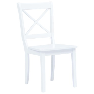 vidaXL Καρέκλες Τραπεζαρίας 6 τεμ. Λευκές Μασίφ Ξύλο Καουτσουκόδεντρου 45,5x52x90cm