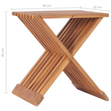 vidaXL Σκαμπό Πτυσσόμενο 40x32x45cm από Μασίφ Ξύλο Teak 1 τεμ.