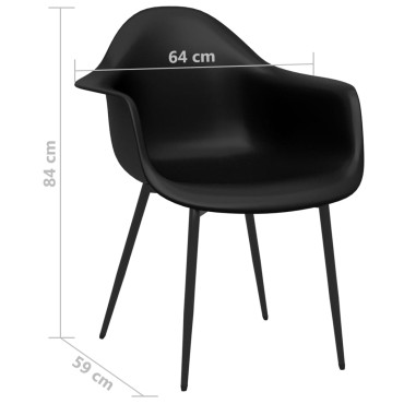vidaXL Καρέκλες Τραπεζαρίας 2 τεμ. Μαύρες από Πολυπροπυλένιο 64x59x84cm