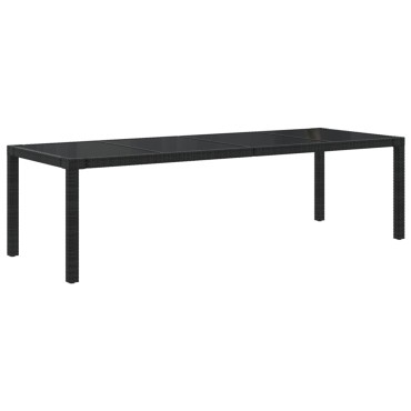 vidaXL Τραπέζι Κήπου Μαύρο 250x100x75cm Ψημένο Γυαλί/Συνθετικό Ρατάν 1 τεμ.