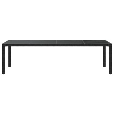 vidaXL Τραπέζι Κήπου Μαύρο 250x100x75cm Ψημένο Γυαλί/Συνθετικό Ρατάν 1 τεμ.