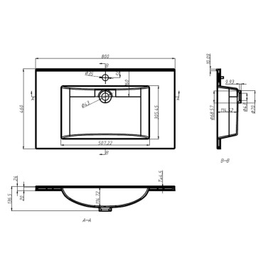 vidaXL Νιπτήρας Ένθετος Λευκός 800 x 460 x 130 χιλ. από SMC