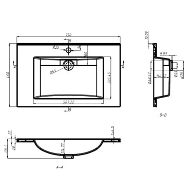 vidaXL Νιπτήρας Ένθετος Λευκός 750 x 460 x 130 χιλ. από SMC