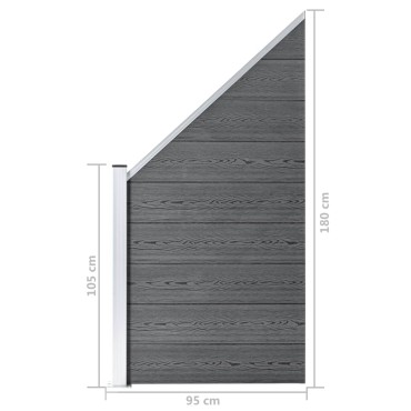 vidaXL Πάνελ Περίφραξης Γκρι 105 x (105-180) εκ. από WPC