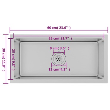 vidaXL Νεροχύτης Κουζίνας Χειροποίητος από Ανοξείδωτο Ατσάλι