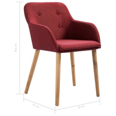 vidaXL Καρέκλες Τραπεζαρίας 2 τεμ. Μπορντό Ύφασμα / Μασίφ Ξύλο Δρυός 52x57x76,5cm