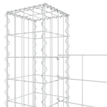 vidaXL Συρματοκιβώτιο σε U Σχήμα με 5 Στύλους 500x20x200 εκ Σιδερένιο