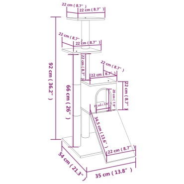 vidaXL Γατόδεντρο Κρεμ 92 εκ. με Στύλους Ξυσίματος από Σιζάλ