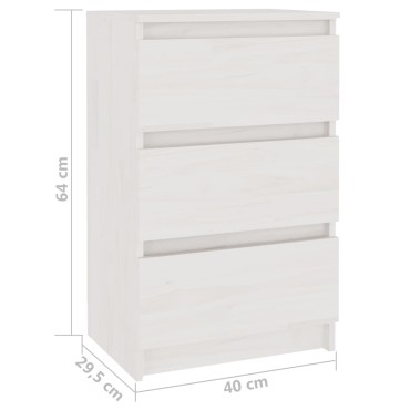 vidaXL Κομοδίνο Λευκό 40x29,5x64cm από Μασίφ Ξύλο Πεύκου 1 τεμ.