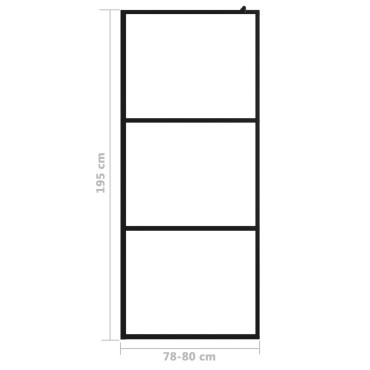 vidaXL Διαχωριστικό Ντουζιέρας Μαύρο 80 x 195 εκ. Διαφανές Γυαλί ESG