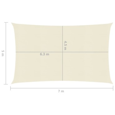 vidaXL Πανί Σκίασης Κρεμ 5 x 7 μ. από HDPE 160 γρ./μ²