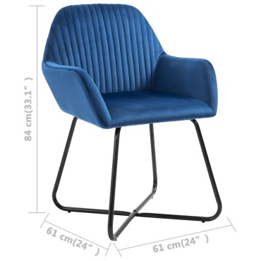 vidaXL Καρέκλες Τραπεζαρίας 2 τεμ. Μπλε Βελούδινες 61x61x84cm