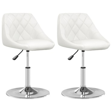 vidaXL Καρέκλες Τραπεζαρίας 2 τεμ. Λευκές από Συνθετικό Δέρμα 44x46x(62,5-77,5)cm