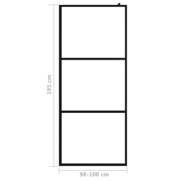 vidaXL Διαχωριστικό Ντουζιέρας Μαύρο 100 x 195 εκ. Διαφανές Γυαλί ESG