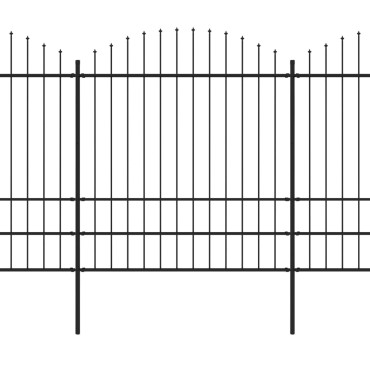 vidaXL Κάγκελα Περίφραξης με Λόγχες Μαύρα (1,75-2) x 8,5 μ. Ατσάλινα