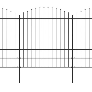 vidaXL Κάγκελα Περίφραξης με Λόγχες Μαύρα (1,75-2) x 15,3 μ. Ατσάλινα