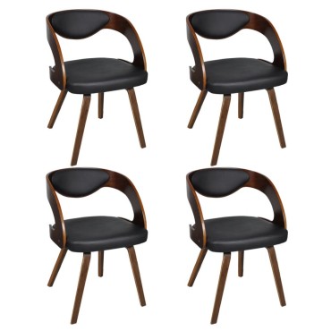 vidaXL Καρέκλες Τραπεζαρίας 4 τεμ. Καφέ Λυγισμένο Ξύλο/Συνθετικό Δέρμα 52x48x75,5cm