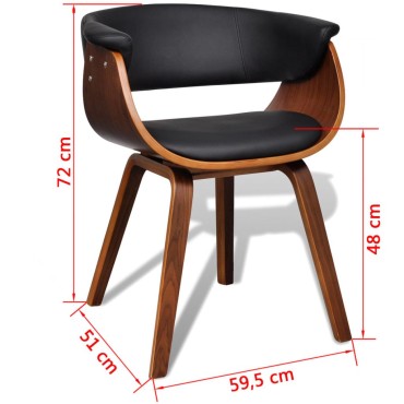 vidaXL Καρέκλες Τραπεζαρίας 4 τεμ. από Λυγισμένο Ξύλο/Συνθετικό Δέρμα 59,5x51x72cm