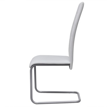 vidaXL Καρέκλες Τραπεζαρίας «Πρόβολος» 6 τεμ. Λευκές Συνθετικό Δέρμα 41x52,5x102,5cm