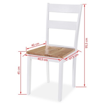 vidaXL Καρέκλες Τραπεζαρίας 6 τεμ. Λευκές Μασίφ Ξύλο Καουτσουκόδεντρου 40,5x47,5x95,5cm