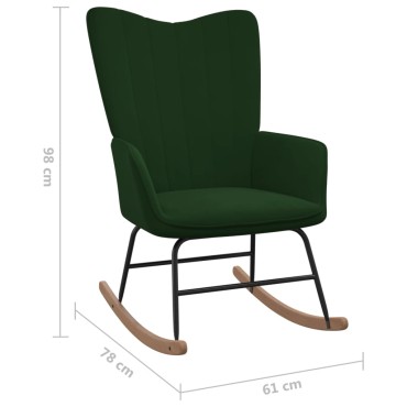 vidaXL Κουνιστή Πολυθρόνα Σκούρο Πράσινο Βελούδινη με Σκαμπό 61x78x98cm 1 τεμ.
