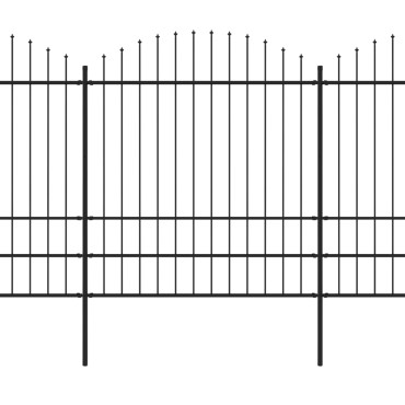 vidaXL Κάγκελα Περίφραξης με Λόγχες Μαύρα (1,75-2) x 6,8 μ. Ατσάλινα