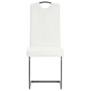vidaXL Καρέκλες Τραπεζαρίας «Πρόβολος» 6 τεμ. Λευκές Συνθετικό Δέρμα 43x55x100cm