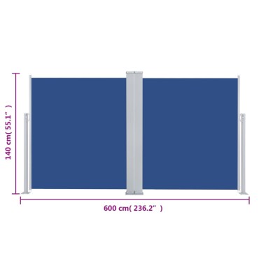 vidaXL Σκίαστρο Πλαϊνό Συρόμενο Μπλε 140 x 600 εκ.