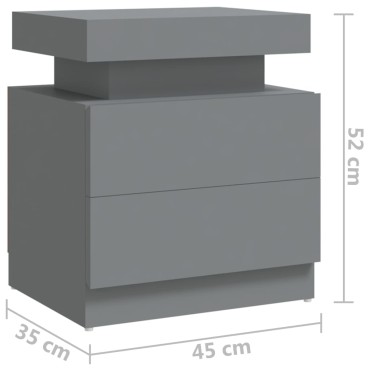 vidaXL Κομοδίνο Γκρι 40x35x52cm από Επεξ. Ξύλο 1 τεμ.