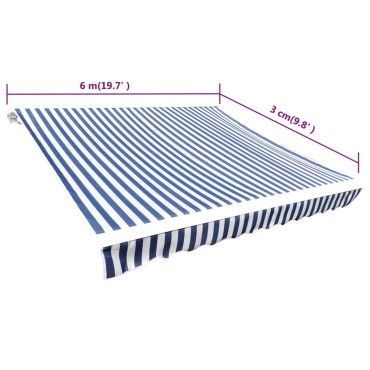 vidaXL Τεντόπανο Μπλε & Λευκό 6 x 3 μ. Καραβόπανο (Χωρίς Πλαίσιο)