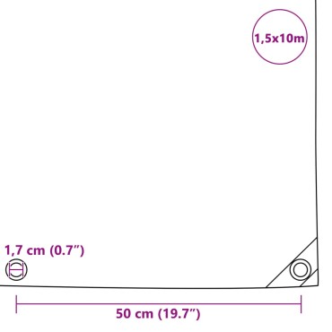 vidaXL Μουσαμάς Λευκός 1,5 x 10 μ. 650 γρ./μ.²