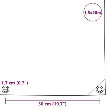 vidaXL Μουσαμάς Λευκός 1,5 x 20 μ. 650 γρ./μ.²