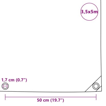 vidaXL Μουσαμάς Λευκός 3,5 x 5 μ. 650 γρ./μ.²