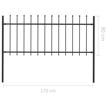 vidaXL Κάγκελα Περίφραξης με Λόγχες Μαύρα 1,7 x 0,8 μ. από Χάλυβα