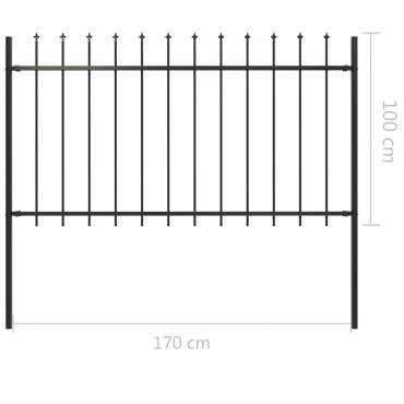 vidaXL Κάγκελα Περίφραξης με Λόγχες Μαύρα 1,7 x 1 μ. από Χάλυβα