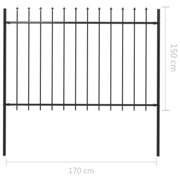 vidaXL Κάγκελα Περίφραξης με Λόγχες Μαύρα 1,7 x 1,5 μ. από Χάλυβα