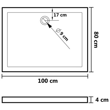 vidaXL Βάση Ντουζιέρας Ορθογώνια Λευκή 80 x 100 εκ. από ABS