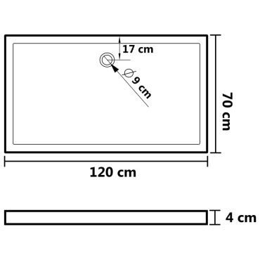 vidaXL Βάση Ντουζιέρας Ορθογώνια Λευκή 70 x 120 εκ. από ABS