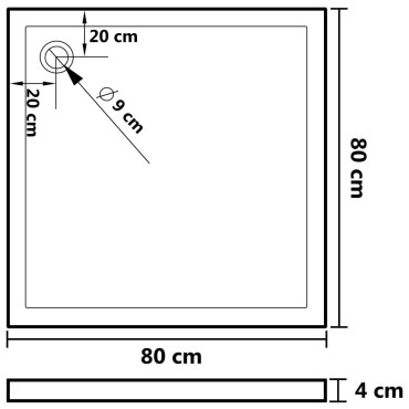 vidaXL Βάση Ντουζιέρας Τετράγωνη Λευκή 80 x 80 εκ. από ABS