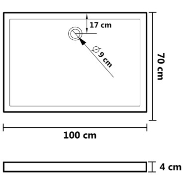 vidaXL Βάση Ντουζιέρας Ορθογώνια Μαύρη 70 x 100 εκ. από ABS