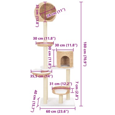 vidaXL Γατόδεντρο από Seagrass με Στύλο Ξυσίματος από Σχοινί Σιζάλ