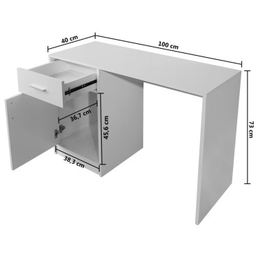 vidaXL Γραφείο με Συρτάρι και Ντουλάπι Λευκό 100x40x73cm 1 τεμ.