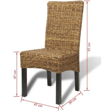 vidaXL Καρέκλες Τραπεζαρίας 2 τεμ. από Άμπακα / Μασίφ Ξύλο Μάνγκο 47x50x97cm