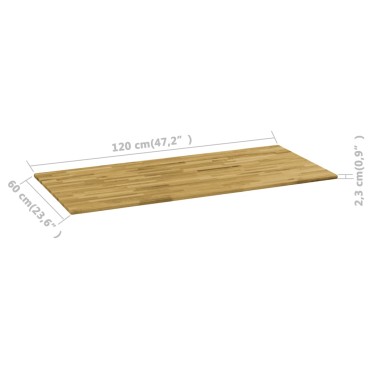 vidaXL Επιφάνεια Τραπεζιού Ορθογώνια 23 χιλ 120x60cm Μασίφ Ξύλο Δρυός 1 τεμ.