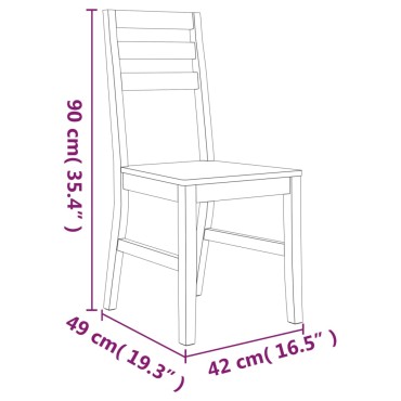 vidaXL Καρέκλες Τραπεζαρίας 2 τεμ. από Μασίφ Ξύλο Ακακίας 42x49x90cm