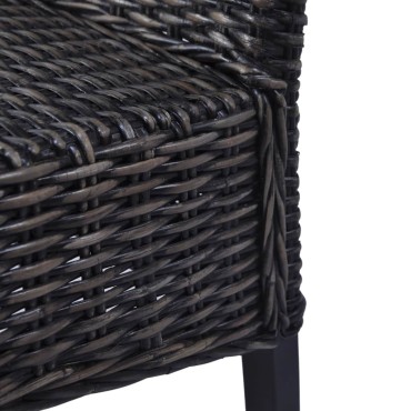 vidaXL Καρέκλες Τραπεζαρίας 2 τεμ. Μαύρες από Ρατάν Kubu / Ξύλο Μάνγκο 46x61x93cm