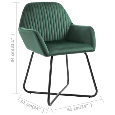 vidaXL Καρέκλες Τραπεζαρίας 4 τεμ. Πράσινες Βελούδινες 61x61x84cm