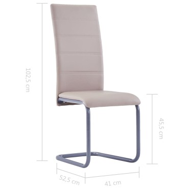 vidaXL Καρέκλες Τραπεζαρίας «Πρόβολος» 6 τεμ. Καπουτσίνο Συνθετ. Δέρμα 41x52,5x102,5cm