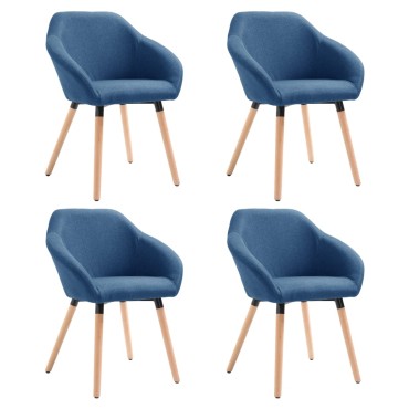 vidaXL Καρέκλες Τραπεζαρίας 4 τεμ. Μπλε Υφασμάτινες 62x54x83,5cm