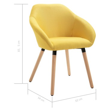 vidaXL Καρέκλες Τραπεζαρίας 4 τεμ. Κίτρινες Υφασμάτινες 62x54x83,5cm